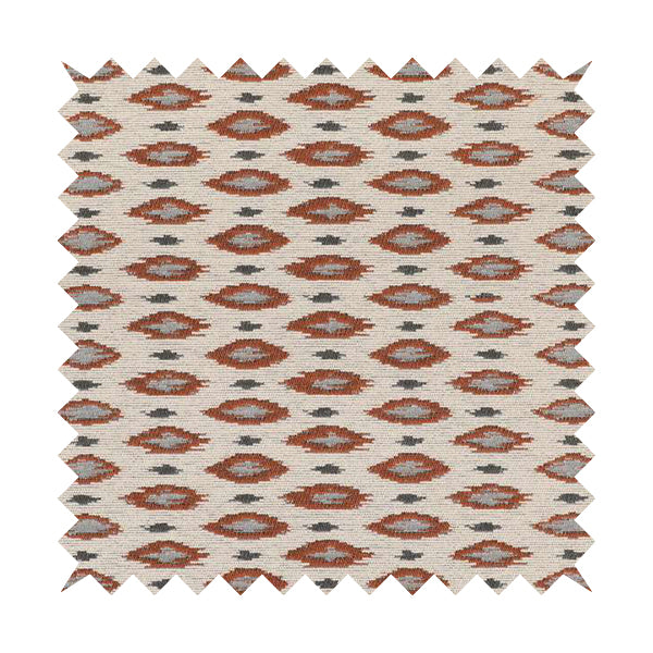 Ella Ikat Small Motif Design Orange Colour Woven Jacquard Upholstery Fabrics JO-363 - Roman Blinds