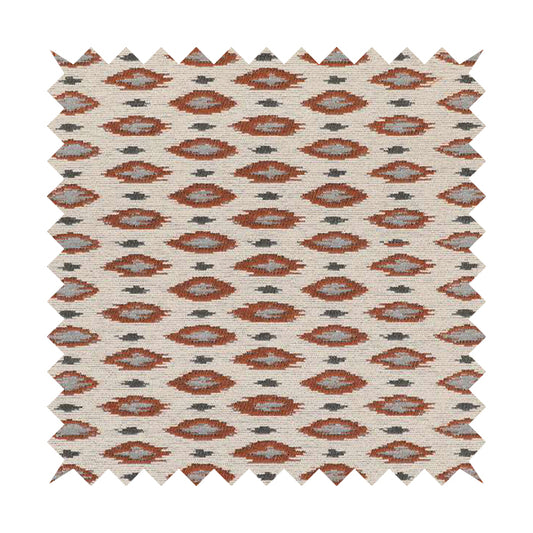 Ella Ikat Small Motif Design Orange Colour Woven Jacquard Upholstery Fabrics JO-363