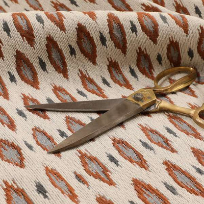 Ella Ikat Small Motif Design Orange Colour Woven Jacquard Upholstery Fabrics JO-363 - Roman Blinds