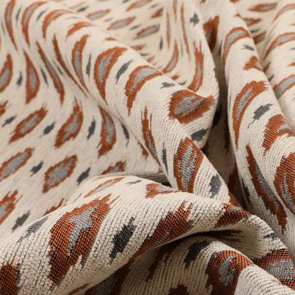 Ella Ikat Small Motif Design Orange Colour Woven Jacquard Upholstery Fabrics JO-363 - Made To Measure Curtains