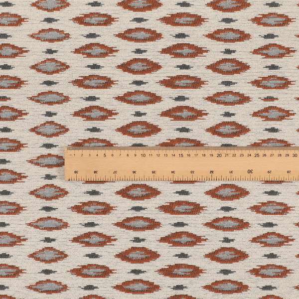 Ella Ikat Small Motif Design Orange Colour Woven Jacquard Upholstery Fabrics JO-363 - Roman Blinds