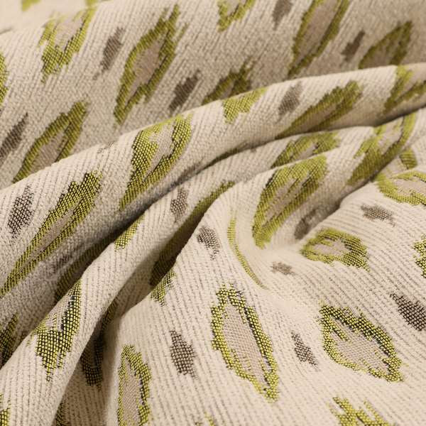 Ella Ikat Small Motif Design Lime Green Colour Woven Jacquard Upholstery Fabrics JO-364 - Roman Blinds