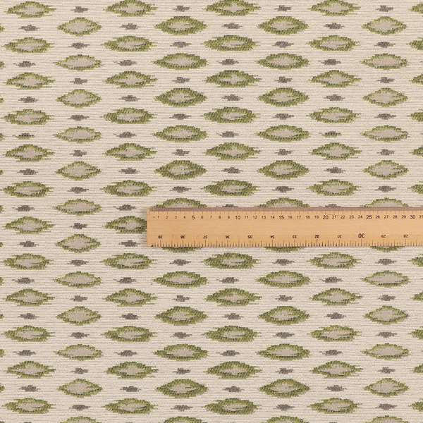 Ella Ikat Small Motif Design Lime Green Colour Woven Jacquard Upholstery Fabrics JO-364 - Roman Blinds