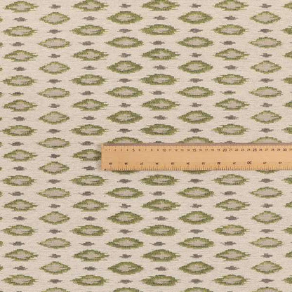 Ella Ikat Small Motif Design Lime Green Colour Woven Jacquard Upholstery Fabrics JO-364