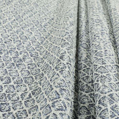 Ella Trellis Small Motif Design Blue Colour Woven Jacquard Upholstery Fabrics JO-365 - Made To Measure Curtains