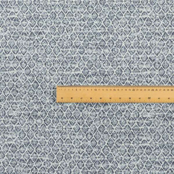 Ella Trellis Small Motif Design Blue Colour Woven Jacquard Upholstery Fabrics JO-365 - Roman Blinds