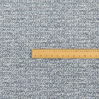 Ella Trellis Small Motif Design Blue Colour Woven Jacquard Upholstery Fabrics JO-365 - Roman Blinds