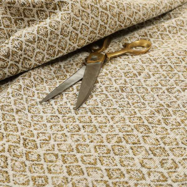 Ella Trellis Small Motif Design Gold Yellow Colour Woven Jacquard Upholstery Fabrics JO-366 - Roman Blinds