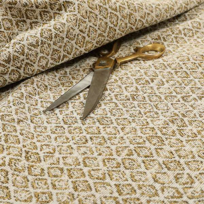 Ella Trellis Small Motif Design Gold Yellow Colour Woven Jacquard Upholstery Fabrics JO-366 - Roman Blinds