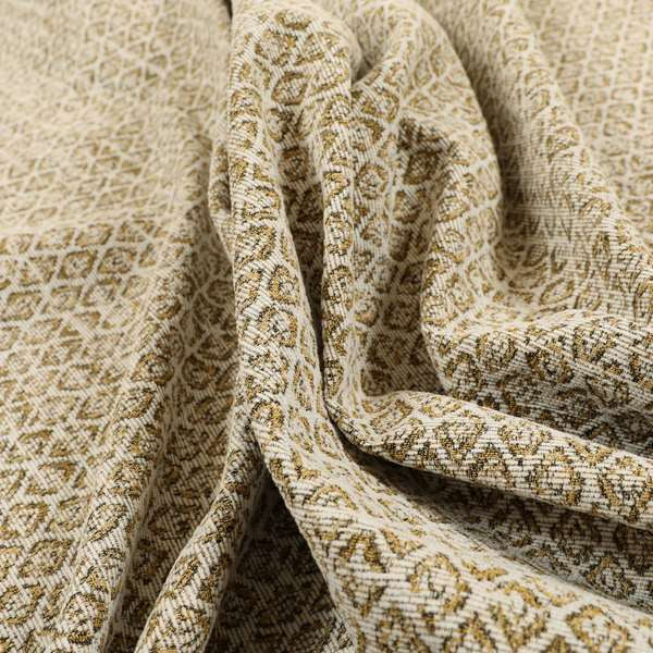 Ella Trellis Small Motif Design Gold Yellow Colour Woven Jacquard Upholstery Fabrics JO-366 - Made To Measure Curtains