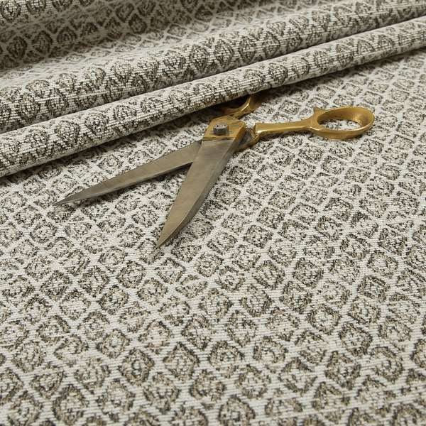 Ella Trellis Small Motif Design Brown Colour Woven Jacquard Upholstery Fabrics JO-367 - Made To Measure Curtains