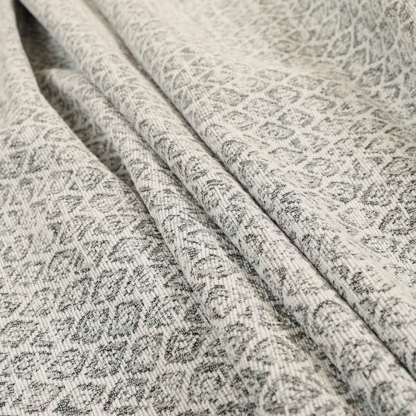 Ella Trellis Small Motif Design Grey Colour Woven Jacquard Upholstery Fabrics JO-368 - Roman Blinds