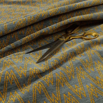 Marlow Woven Designer Chevron Striped Pattern In Grey Yellow Interior Fabric JO-369 - Roman Blinds