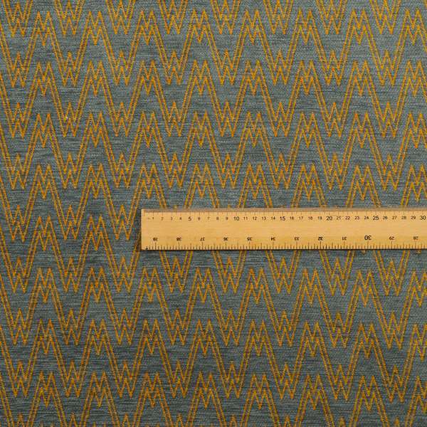 Marlow Woven Designer Chevron Striped Pattern In Grey Yellow Interior Fabric JO-369