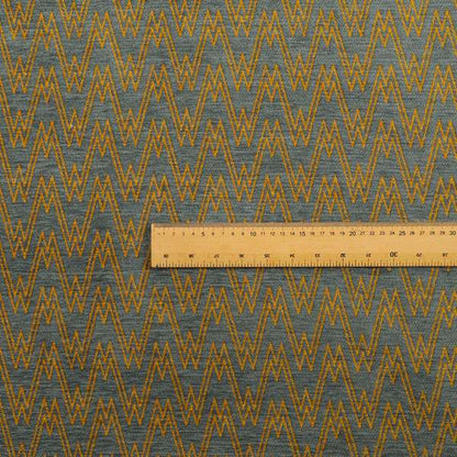 Marlow Woven Designer Chevron Striped Pattern In Grey Yellow Interior Fabric JO-369