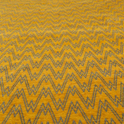 Marlow Woven Designer Chevron Striped Pattern In Yellow Grey Interior Fabric JO-369F