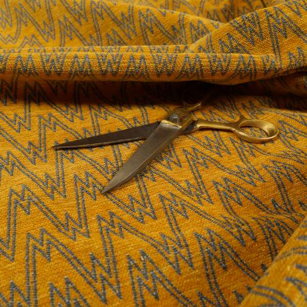 Marlow Woven Designer Chevron Striped Pattern In Yellow Grey Interior Fabric JO-369F - Made To Measure Curtains