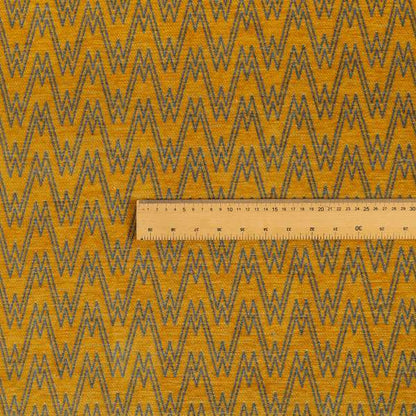 Marlow Woven Designer Chevron Striped Pattern In Yellow Grey Interior Fabric JO-369F - Roman Blinds