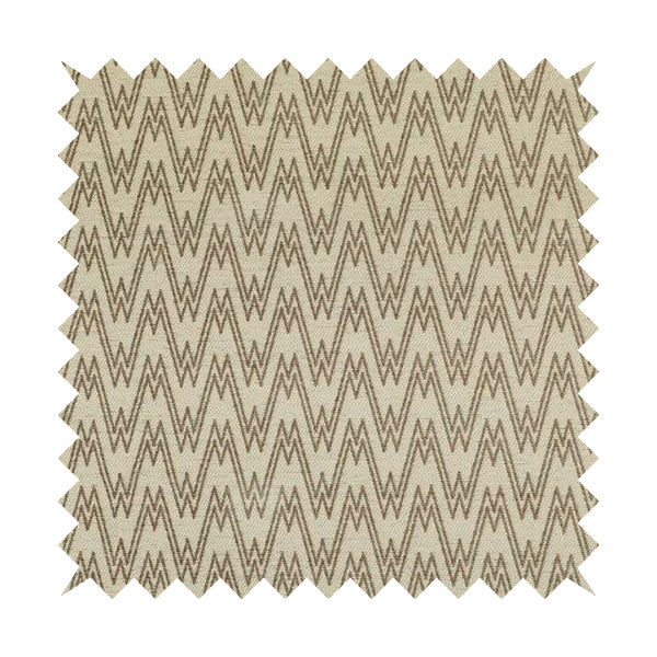 Marlow Woven Designer Chevron Striped Pattern In Cream Brown Interior Fabric JO-370