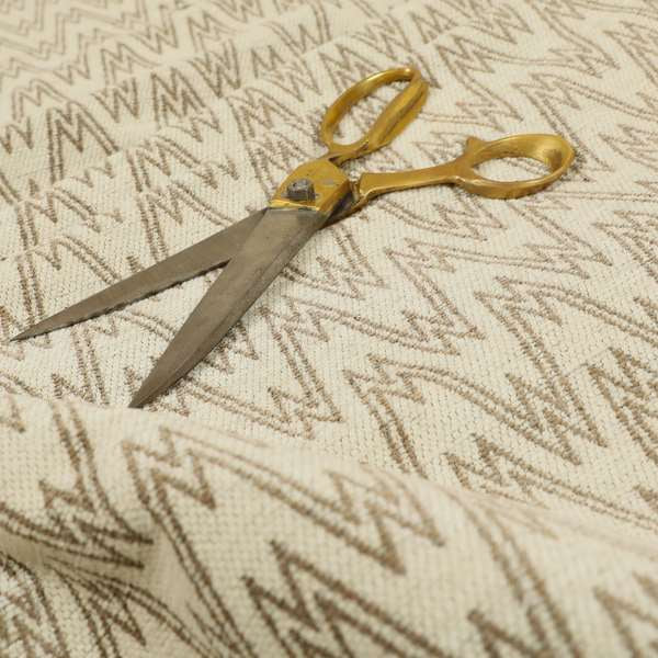 Marlow Woven Designer Chevron Striped Pattern In Cream Brown Interior Fabric JO-370 - Made To Measure Curtains