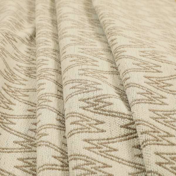 Marlow Woven Designer Chevron Striped Pattern In Cream Brown Interior Fabric JO-370 - Roman Blinds