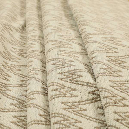 Marlow Woven Designer Chevron Striped Pattern In Cream Brown Interior Fabric JO-370 - Made To Measure Curtains