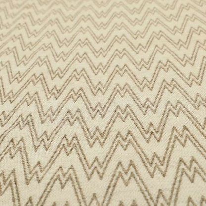 Marlow Woven Designer Chevron Striped Pattern In Cream Brown Interior Fabric JO-370 - Made To Measure Curtains