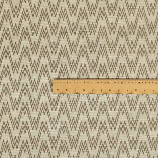 Marlow Woven Designer Chevron Striped Pattern In Cream Brown Interior Fabric JO-370