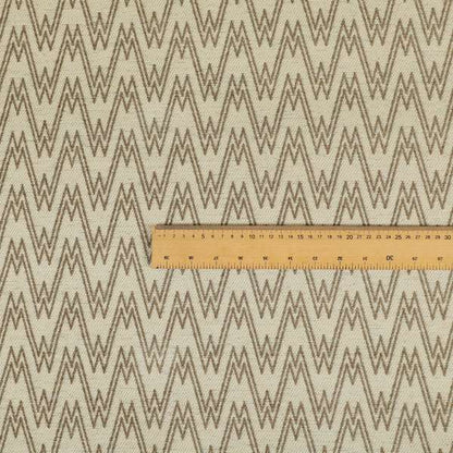 Marlow Woven Designer Chevron Striped Pattern In Cream Brown Interior Fabric JO-370