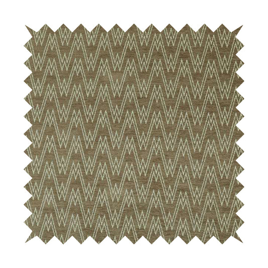 Marlow Woven Designer Chevron Striped Pattern In Brown Cream Interior Fabric JO-370F