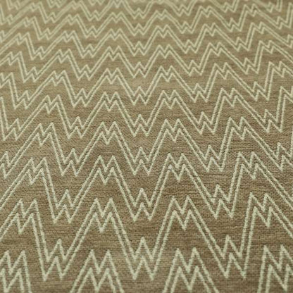 Marlow Woven Designer Chevron Striped Pattern In Brown Cream Interior Fabric JO-370F