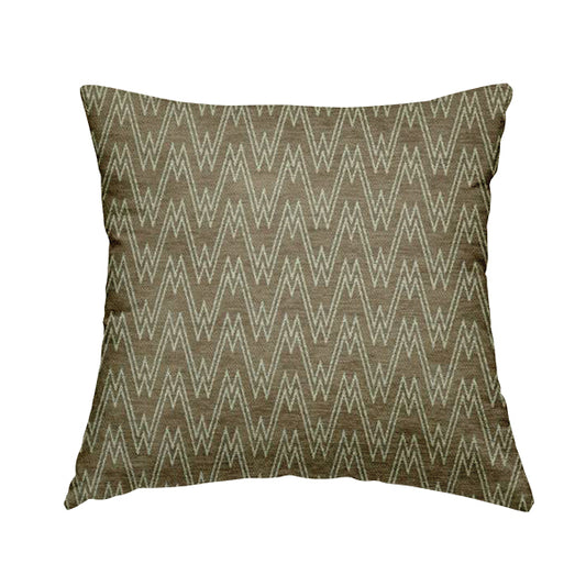 Marlow Woven Designer Chevron Striped Pattern In Brown Cream Interior Fabric JO-370F - Handmade Cushions