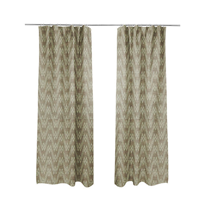 Marlow Woven Designer Chevron Striped Pattern In Brown Cream Interior Fabric JO-370F - Made To Measure Curtains