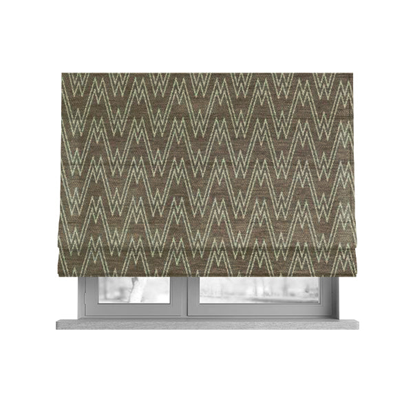 Marlow Woven Designer Chevron Striped Pattern In Brown Cream Interior Fabric JO-370F - Roman Blinds