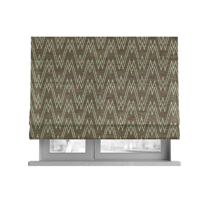 Marlow Woven Designer Chevron Striped Pattern In Brown Cream Interior Fabric JO-370F - Roman Blinds