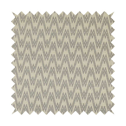 Marlow Woven Designer Chevron Striped Pattern In Cream Silver Interior Fabric JO-371 - Roman Blinds