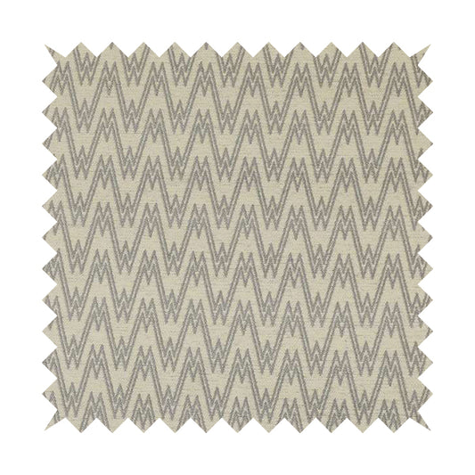 Marlow Woven Designer Chevron Striped Pattern In Cream Silver Interior Fabric JO-371