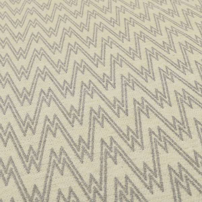 Marlow Woven Designer Chevron Striped Pattern In Cream Silver Interior Fabric JO-371 - Handmade Cushions