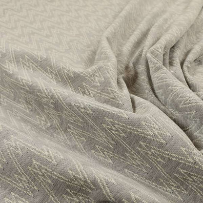 Marlow Woven Designer Chevron Striped Pattern In Silver Cream Interior Fabric JO-371F - Made To Measure Curtains