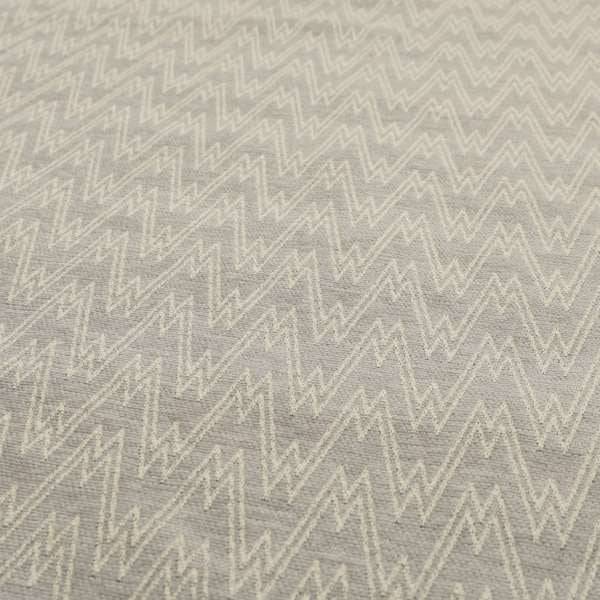 Marlow Woven Designer Chevron Striped Pattern In Silver Cream Interior Fabric JO-371F - Roman Blinds