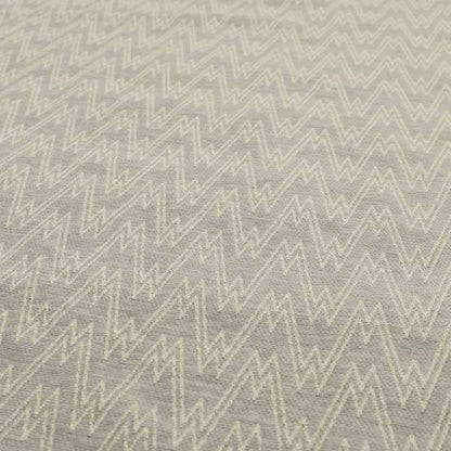 Marlow Woven Designer Chevron Striped Pattern In Silver Cream Interior Fabric JO-371F - Roman Blinds