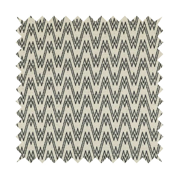 Marlow Woven Designer Chevron Striped Pattern In Cream Black Interior Fabric JO-372