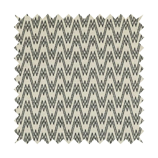 Marlow Woven Designer Chevron Striped Pattern In Cream Black Interior Fabric JO-372