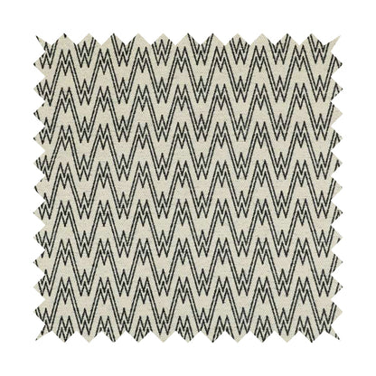 Marlow Woven Designer Chevron Striped Pattern In Cream Black Interior Fabric JO-372 - Made To Measure Curtains