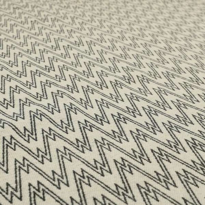 Marlow Woven Designer Chevron Striped Pattern In Cream Black Interior Fabric JO-372 - Roman Blinds