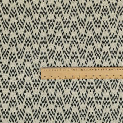 Marlow Woven Designer Chevron Striped Pattern In Cream Black Interior Fabric JO-372 - Roman Blinds