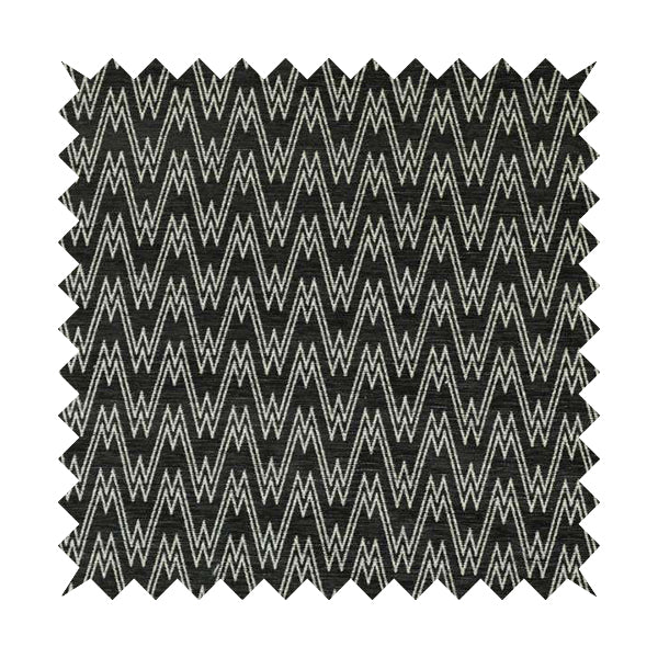 Marlow Woven Designer Chevron Striped Pattern In Black Cream Interior Fabric JO-372F - Made To Measure Curtains