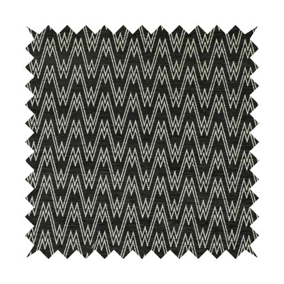 Marlow Woven Designer Chevron Striped Pattern In Black Cream Interior Fabric JO-372F - Made To Measure Curtains