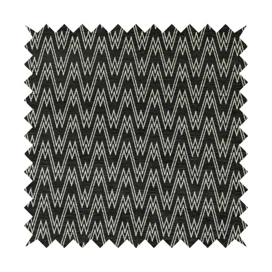 Marlow Woven Designer Chevron Striped Pattern In Black Cream Interior Fabric JO-372F