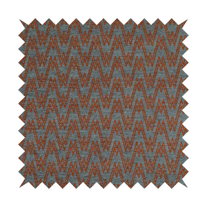 Marlow Woven Designer Chevron Striped Pattern In Grey Orange Interior Fabric JO-373